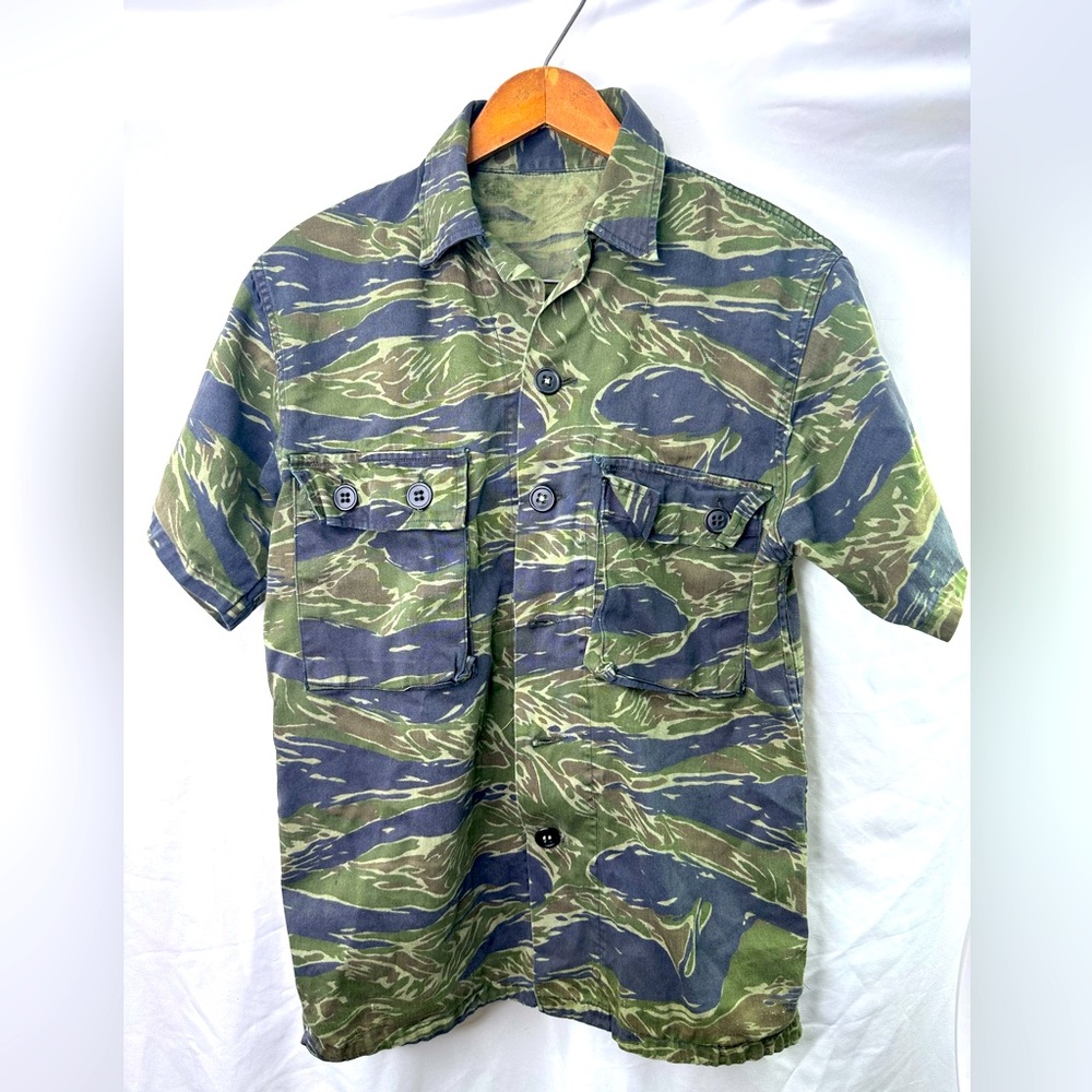 Vintage Vietnam War Tiger Stripes Shirt US Army Fatigue Camo Rare